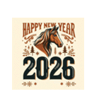 ウェスタン調 2026年 あけおめ 馬 年賀状（個別スタンプ：40）