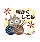 黒ねこ＆みけさん2025-2026便り（個別スタンプ：15）