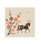 梅の花 2026年 あけおめ 馬 年賀状（個別スタンプ：36）