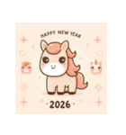 キュートポップ 2026年 あけおめ 馬 年賀状（個別スタンプ：2）