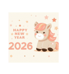 キュートポップ 2026年 あけおめ 馬 年賀状（個別スタンプ：9）