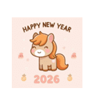 キュートポップ 2026年 あけおめ 馬 年賀状（個別スタンプ：10）