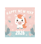 キュートポップ 2026年 あけおめ 馬 年賀状（個別スタンプ：11）