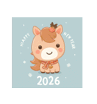 キュートポップ 2026年 あけおめ 馬 年賀状（個別スタンプ：12）