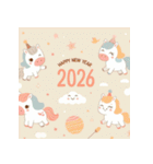 キュートポップ 2026年 あけおめ 馬 年賀状（個別スタンプ：14）