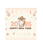 キュートポップ 2026年 あけおめ 馬 年賀状（個別スタンプ：16）