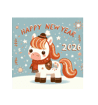 キュートポップ 2026年 あけおめ 馬 年賀状（個別スタンプ：17）
