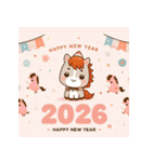 キュートポップ 2026年 あけおめ 馬 年賀状（個別スタンプ：19）