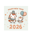 キュートポップ 2026年 あけおめ 馬 年賀状（個別スタンプ：22）