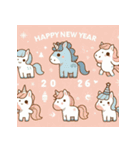 キュートポップ 2026年 あけおめ 馬 年賀状（個別スタンプ：23）