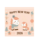 キュートポップ 2026年 あけおめ 馬 年賀状（個別スタンプ：24）