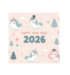 キュートポップ 2026年 あけおめ 馬 年賀状（個別スタンプ：25）