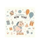 キュートポップ 2026年 あけおめ 馬 年賀状（個別スタンプ：26）