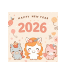 キュートポップ 2026年 あけおめ 馬 年賀状（個別スタンプ：28）