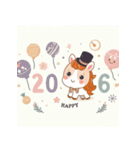 キュートポップ 2026年 あけおめ 馬 年賀状（個別スタンプ：30）