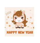 キュートポップ 2026年 あけおめ 馬 年賀状（個別スタンプ：31）