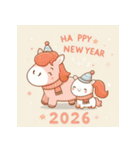 キュートポップ 2026年 あけおめ 馬 年賀状（個別スタンプ：32）