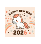 キュートポップ 2026年 あけおめ 馬 年賀状（個別スタンプ：33）