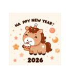 キュートポップ 2026年 あけおめ 馬 年賀状（個別スタンプ：35）