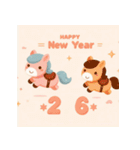 キュートポップ 2026年 あけおめ 馬 年賀状（個別スタンプ：36）