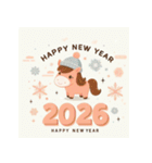 キュートポップ 2026年 あけおめ 馬 年賀状（個別スタンプ：38）