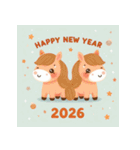 キュートポップ 2026年 あけおめ 馬 年賀状（個別スタンプ：40）