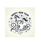 鉛筆手書 2026年 あけおめ 午年 馬 年賀状（個別スタンプ：11）