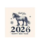 鉛筆手書 2026年 あけおめ 午年 馬 年賀状（個別スタンプ：31）