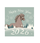 ファンタジー風 2026年 あけおめ 馬 年賀状（個別スタンプ：1）
