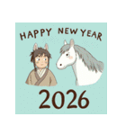 ファンタジー風 2026年 あけおめ 馬 年賀状（個別スタンプ：14）