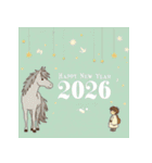 ファンタジー風 2026年 あけおめ 馬 年賀状（個別スタンプ：15）