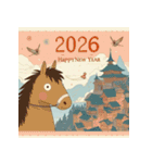 ファンタジー風 2026年 あけおめ 馬 年賀状（個別スタンプ：30）
