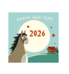 ファンタジー風 2026年 あけおめ 馬 年賀状（個別スタンプ：32）