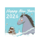 ファンタジー風 2026年 あけおめ 馬 年賀状（個別スタンプ：35）