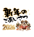 笑顔で迎える2026♡お正月シーズー年賀（個別スタンプ：4）