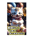 【BIG】ゴージャス☆でぶねこ 年末年始 3D（個別スタンプ：16）