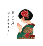 和の彩りで贈るレトロ美人スタンプ 2026（個別スタンプ：4）