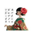 和の彩りで贈るレトロ美人スタンプ 2026（個別スタンプ：9）