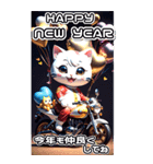 【BIG】バイク好き♡パリピねこ 年末年始（個別スタンプ：5）