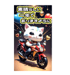 【BIG】バイク好き♡パリピねこ 年末年始（個別スタンプ：16）