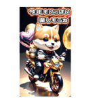【BIG】バイク好き♡豆柴 年末年始 年賀 3D（個別スタンプ：22）
