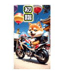 【BIG】バイク好き♡豆柴 年末年始 年賀 3D（個別スタンプ：24）