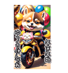 【BIG】バイク好き♡豆柴 年末年始 年賀 3D（個別スタンプ：29）