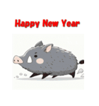 十二支全部 あけおめ 年賀状 日本風アニメ（個別スタンプ：39）