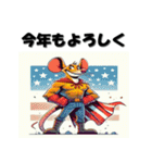 十二支全部 あけおめ 年賀状 ヒーロー（個別スタンプ：3）