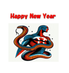 十二支全部 あけおめ 年賀状 ヒーロー（個別スタンプ：19）