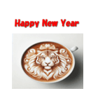 十二支全部 あけおめ 年賀状 ラテアート（個別スタンプ：9）