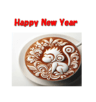 十二支全部 あけおめ 年賀状 ラテアート（個別スタンプ：29）