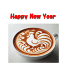 十二支全部 あけおめ 年賀状 ラテアート（個別スタンプ：33）