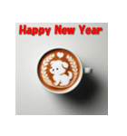 十二支全部 あけおめ 年賀状 ラテアート（個別スタンプ：34）